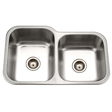 Houzer Medallion Classic Series Undermount Stainless Steel 60/40 Double Bowl Kitchen Sink, Small Bowl Right Kitchen Sink - Undermount Houzer